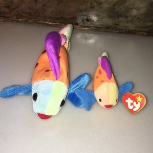 Ty Beanie Babies Lips and Teenie Beanie Baby Lips the Fish